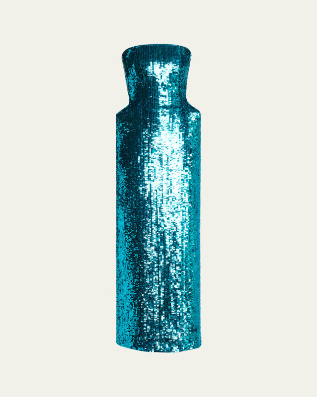 Sequined Bustier Padded Hip Column Gown